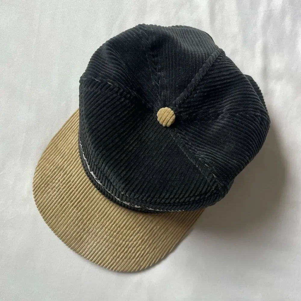 Vintage New Era NFL Dallas Cowboys Corduroy Snapback Black Tan Hat Made in USA